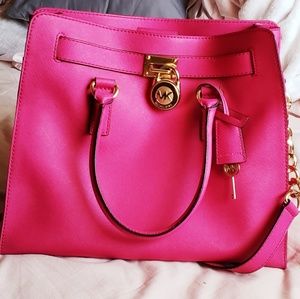 Hot Pink Michael Kors Hamilton LG Tote